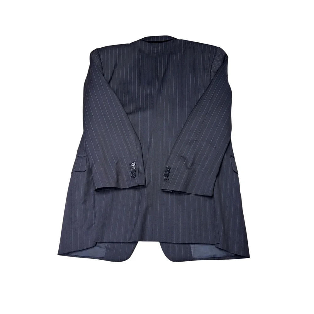 Canali‎ Mens Navy Blue Pinstripe Wool 3 Button Blazer Italy 56R UK 46 US